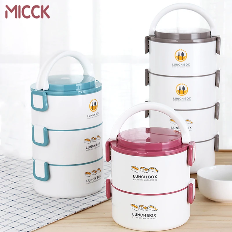 Ланч бокс MICCK детский из нержавеющей стали термический с отсеками кухонный