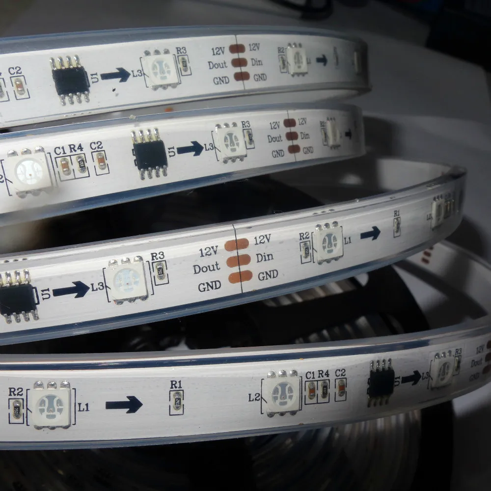 5 м DC12V 30 светодиодов/м 10 шт. ws2811 ic/метр (10 пикселей) светодиодная цифровая лента IP68
