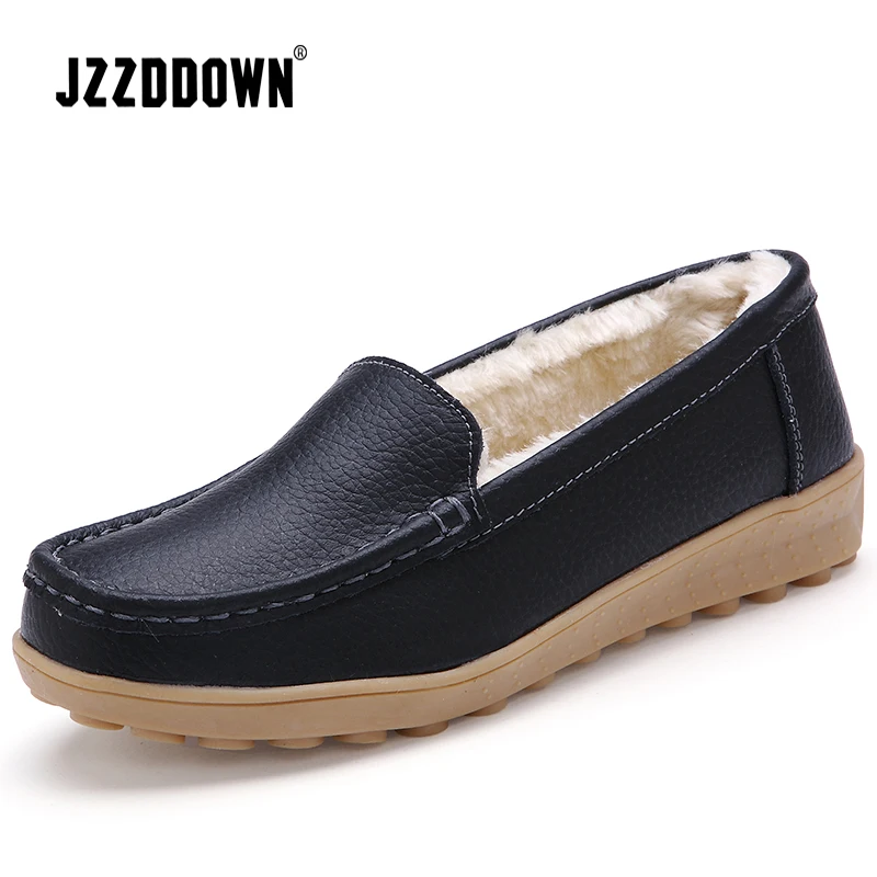 JZZDDOWN/мягкие туфли на плоской подошве из натуральной кожи; женская обувь на высоком каблуке 2,5 см женская зимняя обувь на плоской подошве с мехом