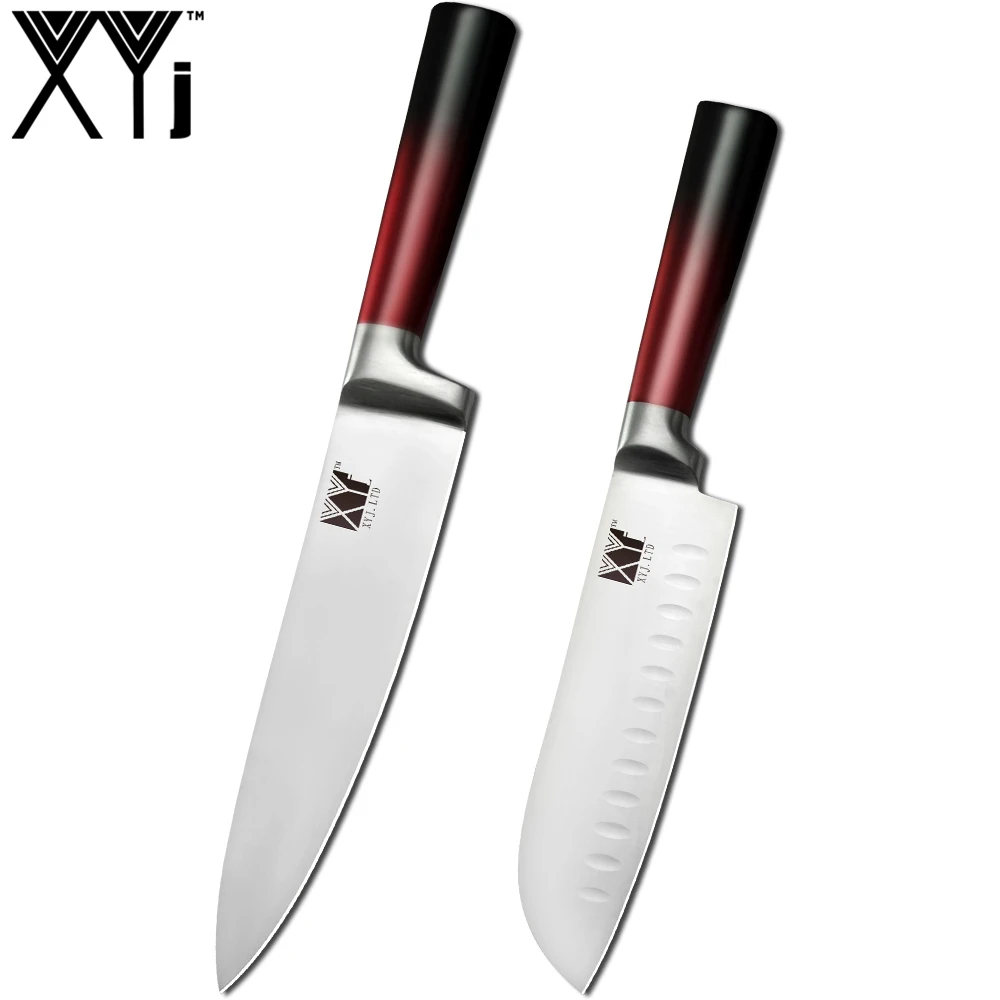 2 PCS XYj набор ножей из нержавеющей стали набор кухонных ножей держатель Блок стенд ножницы Santoku шеф-повара нарезки овощей хлеб стейк нож - Цвет: 2 PCS