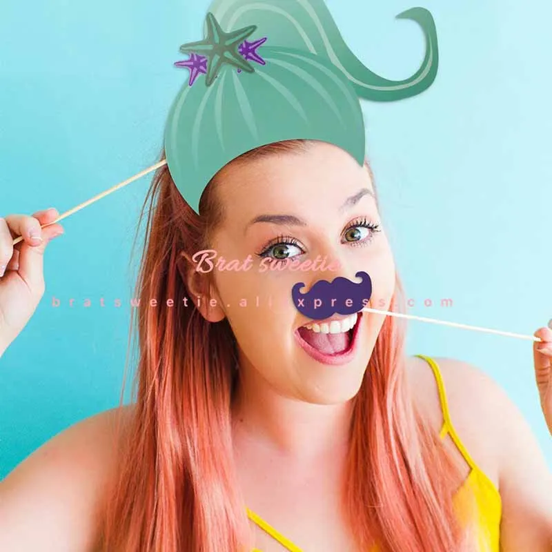 26 шт Русалка Фотокабины реквизит комплект с рисунком маленькая русалочка