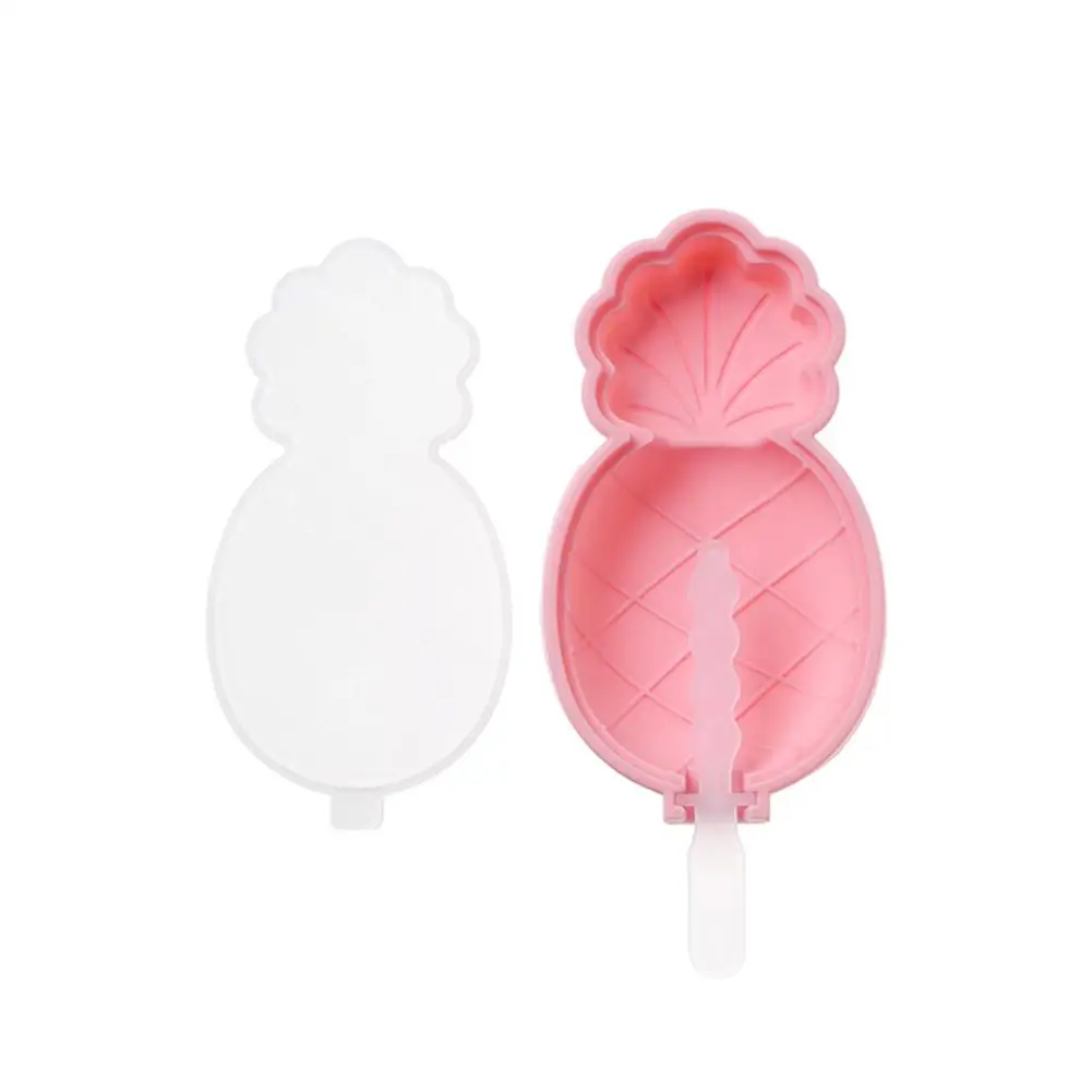 Силиконовая форма для изготовления мороженого с крышкой Домашние DIY Ананас Форма клубники эскимо силиконовые формы мороженое Вечерние - Цвет: Красный