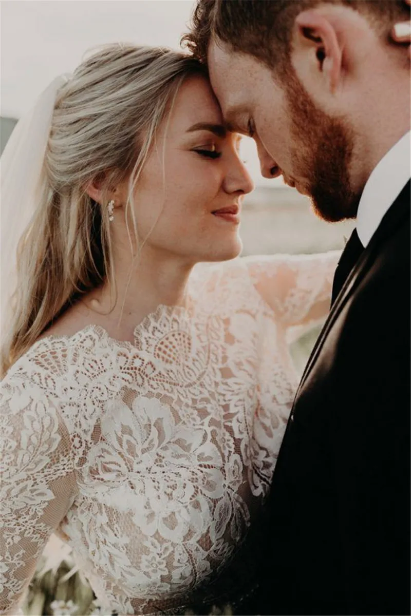 Robe De Mariage свадебное платье es Boho с длинными рукавами кружевное шикарное богемное свадебное платье свадебные платья