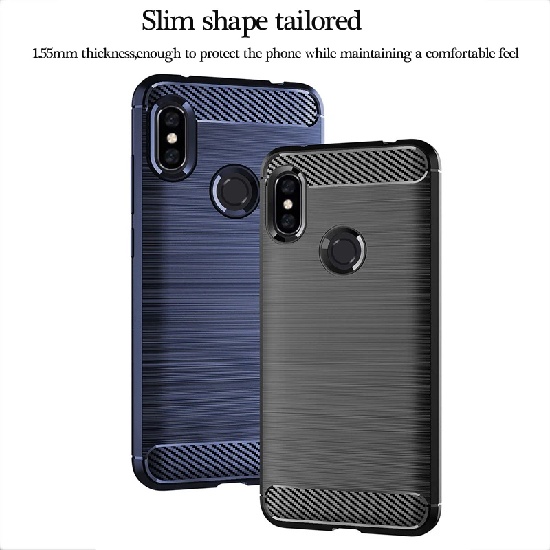 Для Xiaomi RedmiNote6Pro Мягкий силиконовый чехол TPU крышка углеродного волокна случае