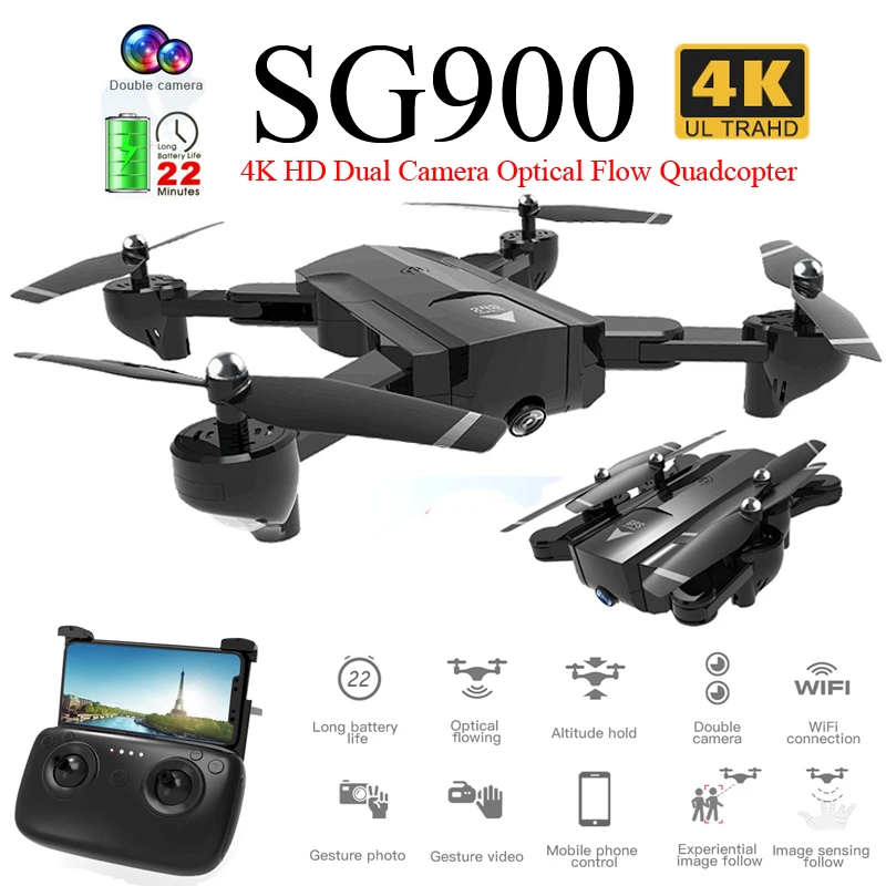 SG900 складной Профессиональный Дрон с двойной камерой 720P 4K Селфи Wi Fi FPV широкий
