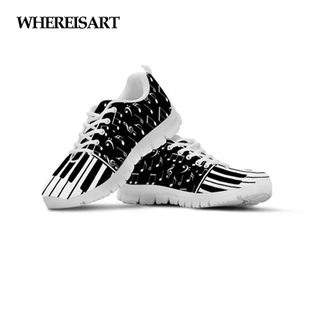 WHEREISART/Женская обувь на плоской подошве с рисунком фортепианной клавиатуры