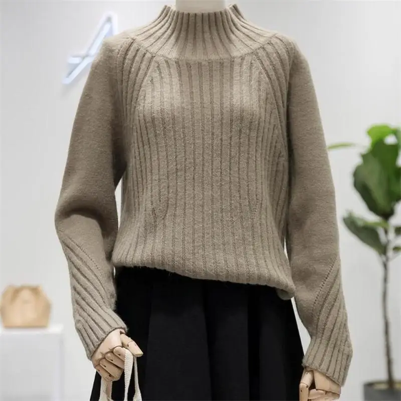

women's clothing 2019 new arrival women spring autumn winter turtleneck loose knitted sweaters ladies striped pullovers sweater