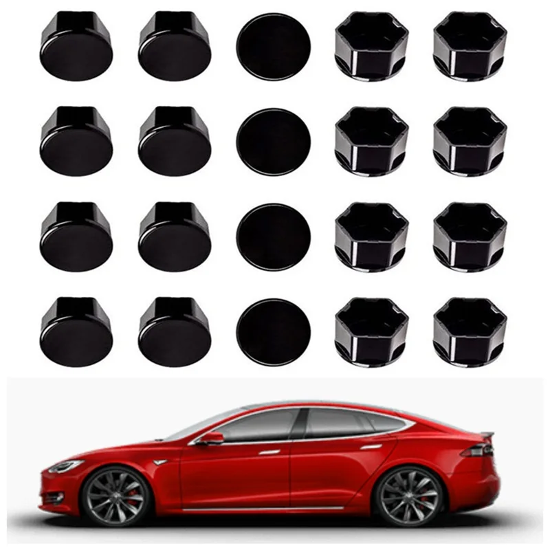 For Tesla Model 3 Aluminum Sliver Stainless Steel Wheel Center Caps Hub Cover+20 Pcs Wheel Lug Nut Covers