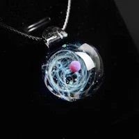 boeycjr unique universe glass bead planets pendant necklace galaxy rope chain solar system necklace for women christams gift