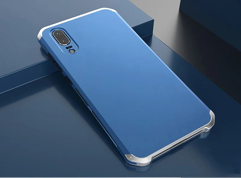 Blue Silver Soinmy противоударный защитный металлический чехол для huawei v20 P10 Honor V8 металлический каркас резиновая задняя крышка для huawei P20 mate 9 mate 10 fundas - Цвет: Blue Silver
