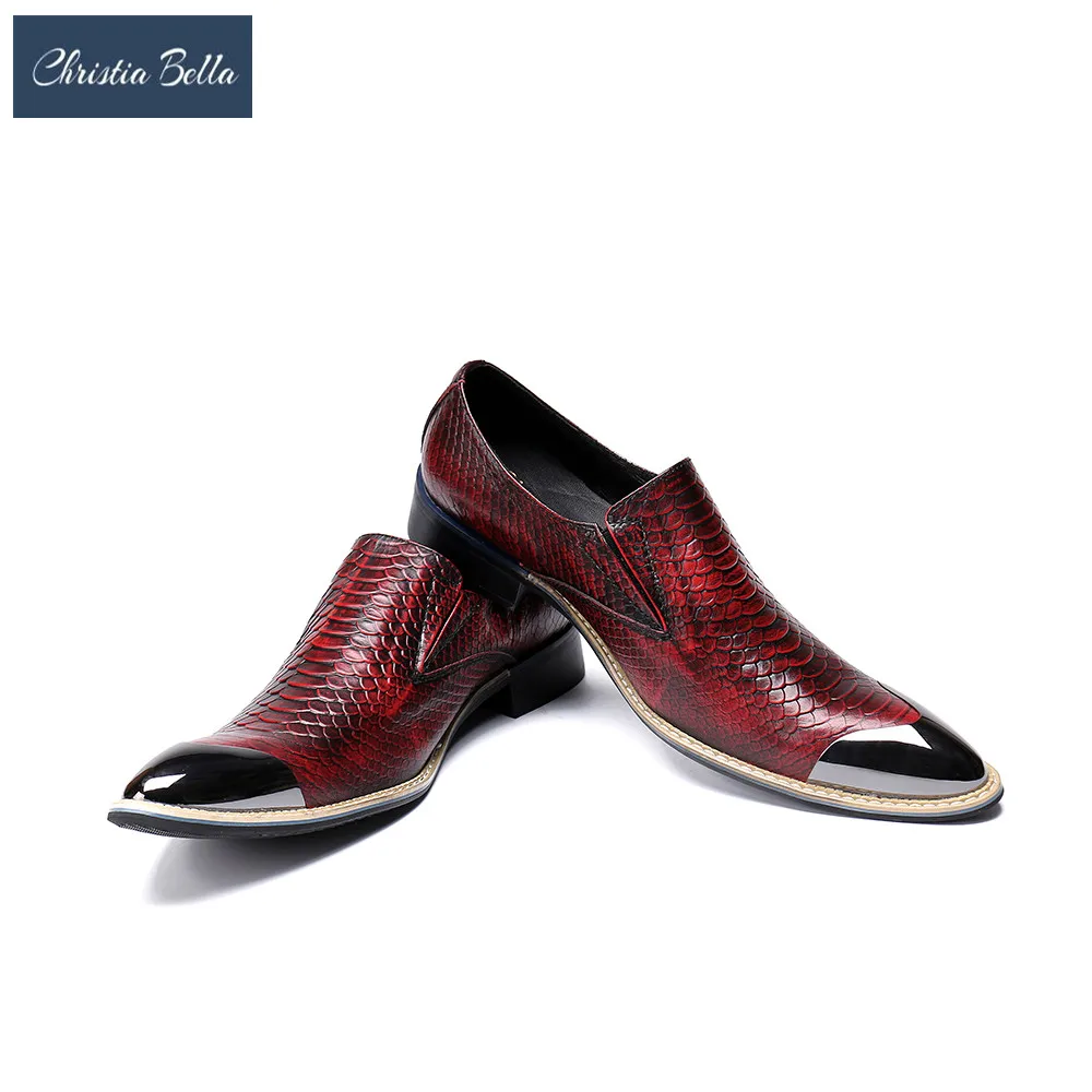 Christia Bella New Business Men Dress Snake Shoes Fashion Man Leather Social Sapato Male Oxfords Flats Wedding | Обувь