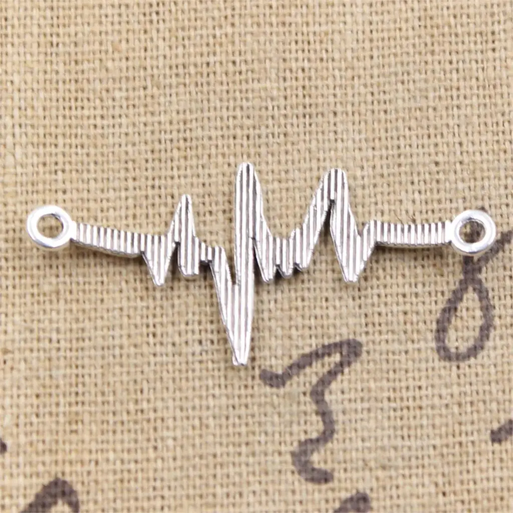 20 шт. подвески коннектор ECG Link 40x20 мм античный бронзовый серебристый цвет Подвески