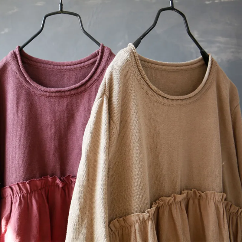 Новинка 2019 женские вязаные лоскутные платья размера плюс осенне-зимние с