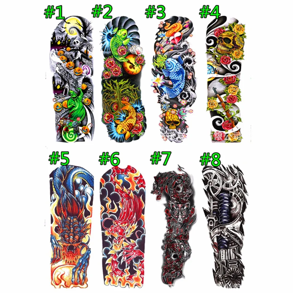 SHNAPIGN временная татуировка с длинным рукавом Огненный Дракон флеш наклейки для