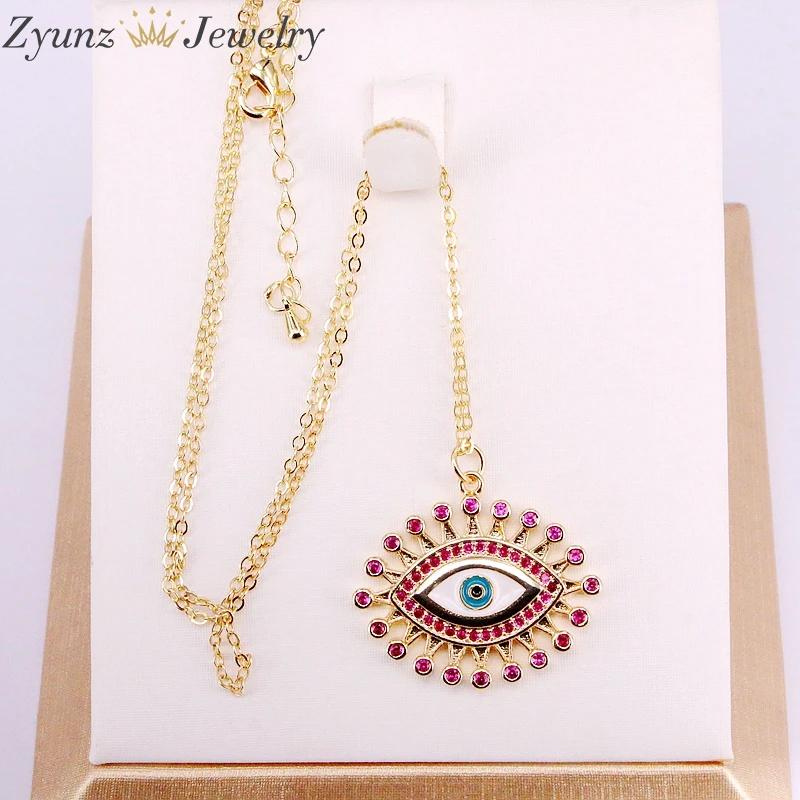 10 шт 2019 новый дизайн корейская мода Pave Eye CZ кулон Блестящий кристалл волшебная