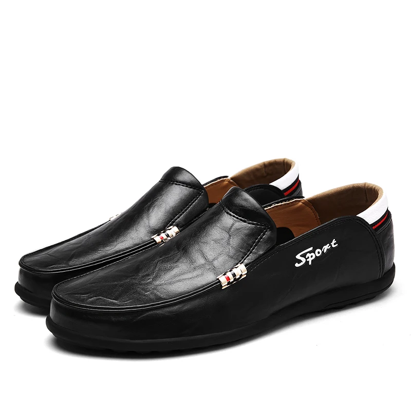 VKERGB Men Leather Loafer Shoes 2019 New Brand Fashion Slip On Men's Casual Mesh Black Breathable Loafers Driving | Обувь