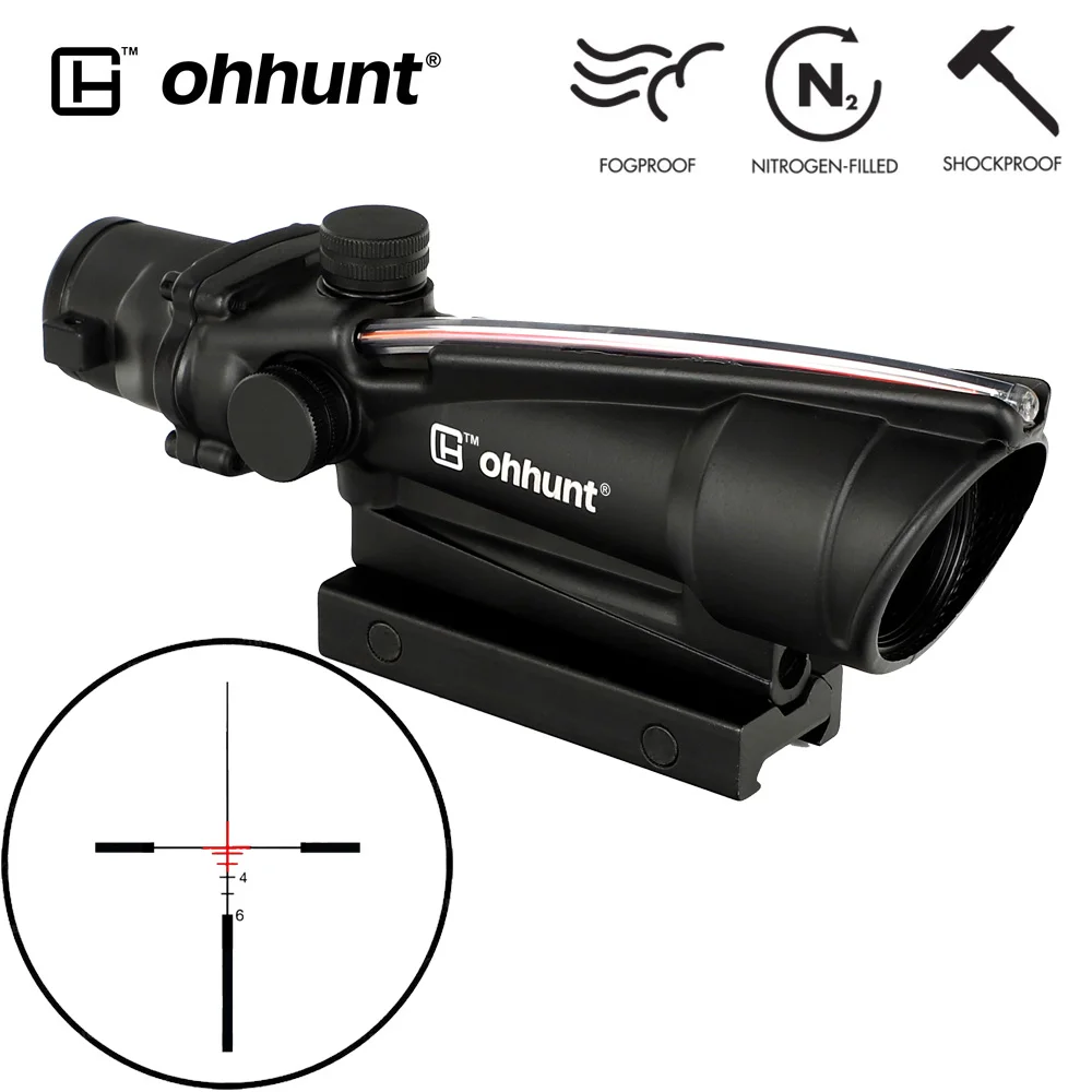 Reticle NO.1 Red Ohhunt 5x35 ACOG Стиль Тактический прицел Настоящее волокно красный или зеленый стекло травленая сетка оптика прицелы Охота оптические прицелы - Цвет: Reticle NO.1 Red
