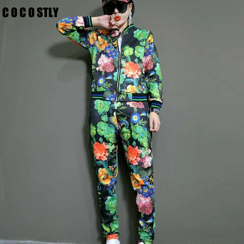 Женский облегающий спортивный костюм комплект из 2 предметов топ с принтом