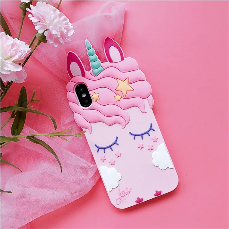 Мягкий силиконовый чехол для iPhone 6 с 3D изображением единорога лошади пони