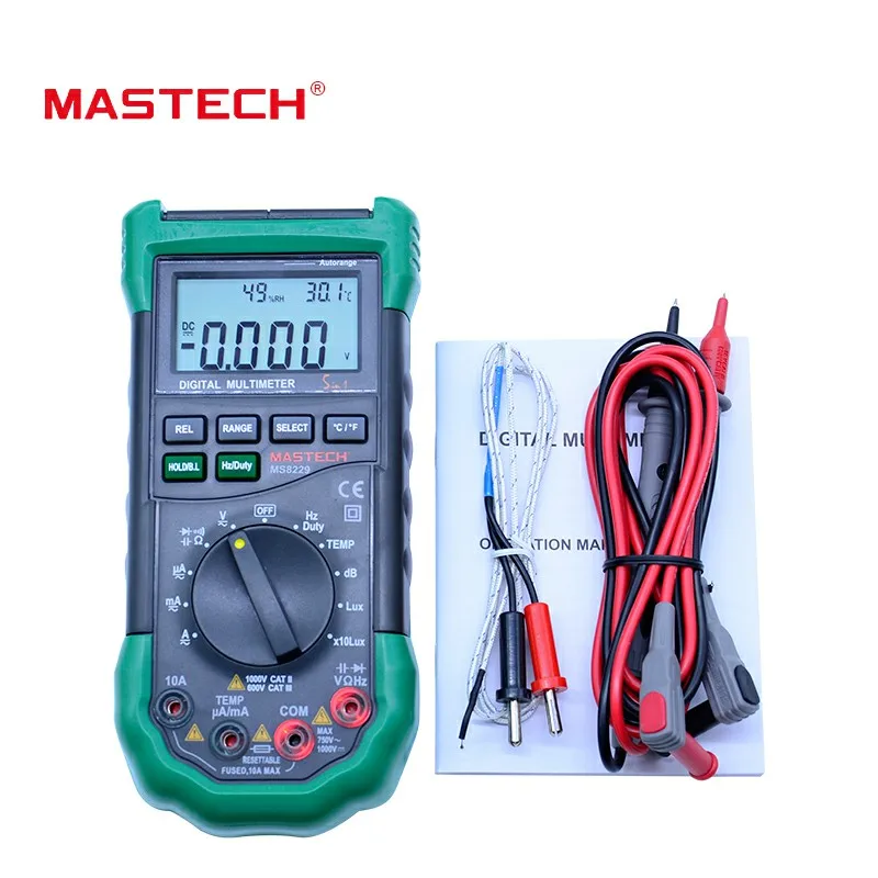 

Mastech MS8229 5 in1 Auto range Digital Multimeter Multifunction Lux Sound Level Temperature Humidity Tester Meter