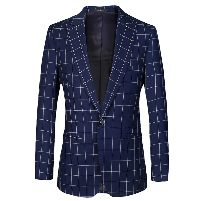 Men Plaid Suit Blazer 2020 Spring Mens Suits Blazer Men Slim Fit Blazer For wedding Suits Blue Men Jacket Plus Euro Size 56