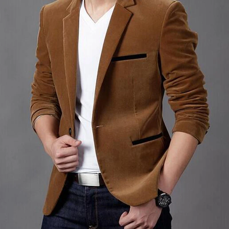 

Plus Size Mens Blazer Fashion Brand Blazer British 'S Style Casual Slim Fit Suit Jacket New Male Single Button Blazers Men Coat