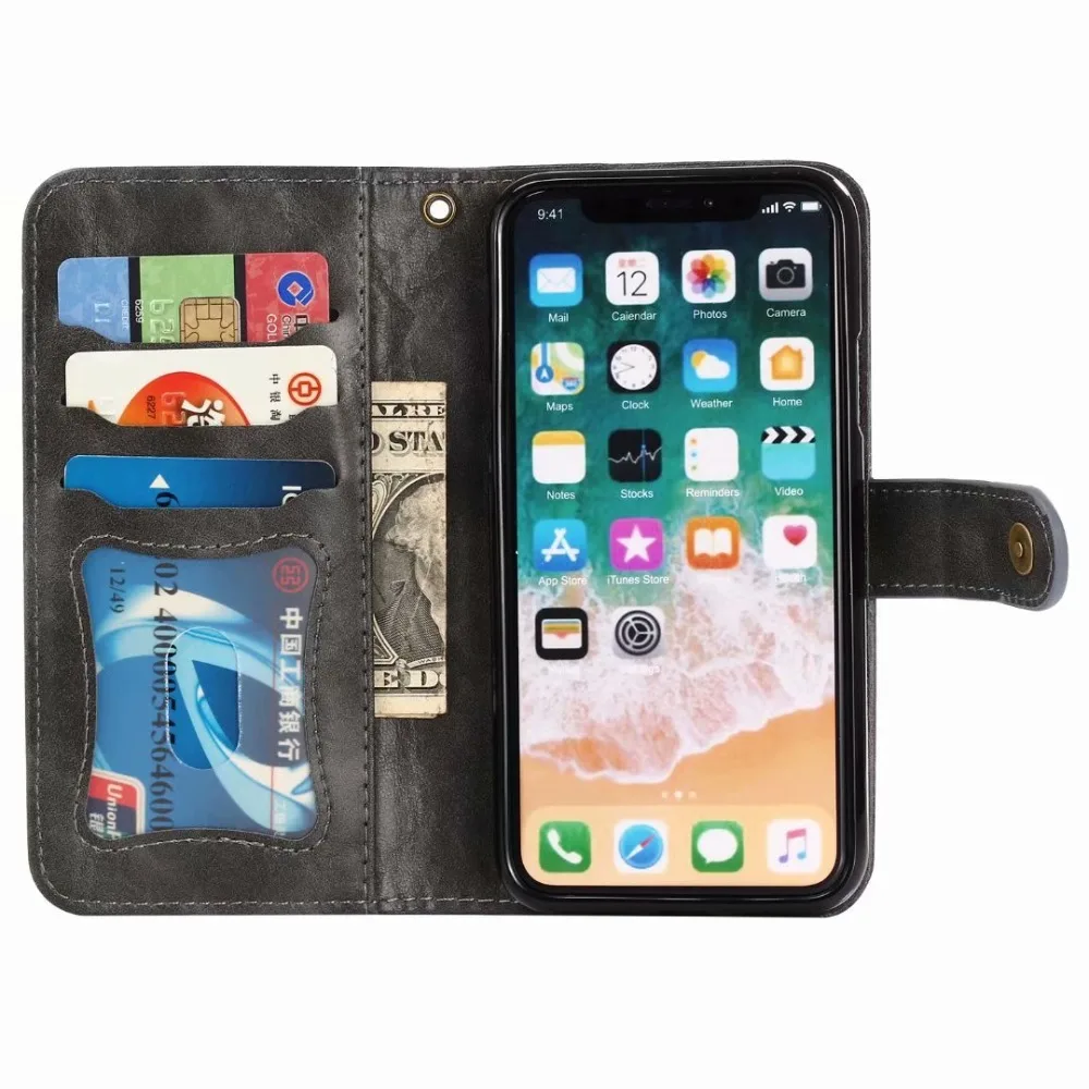 Магнитный съемный кожаный чехол бумажник 2 в 1 для iphone 12 11 6 6s 7 8 Plus X XS Max XR телефона