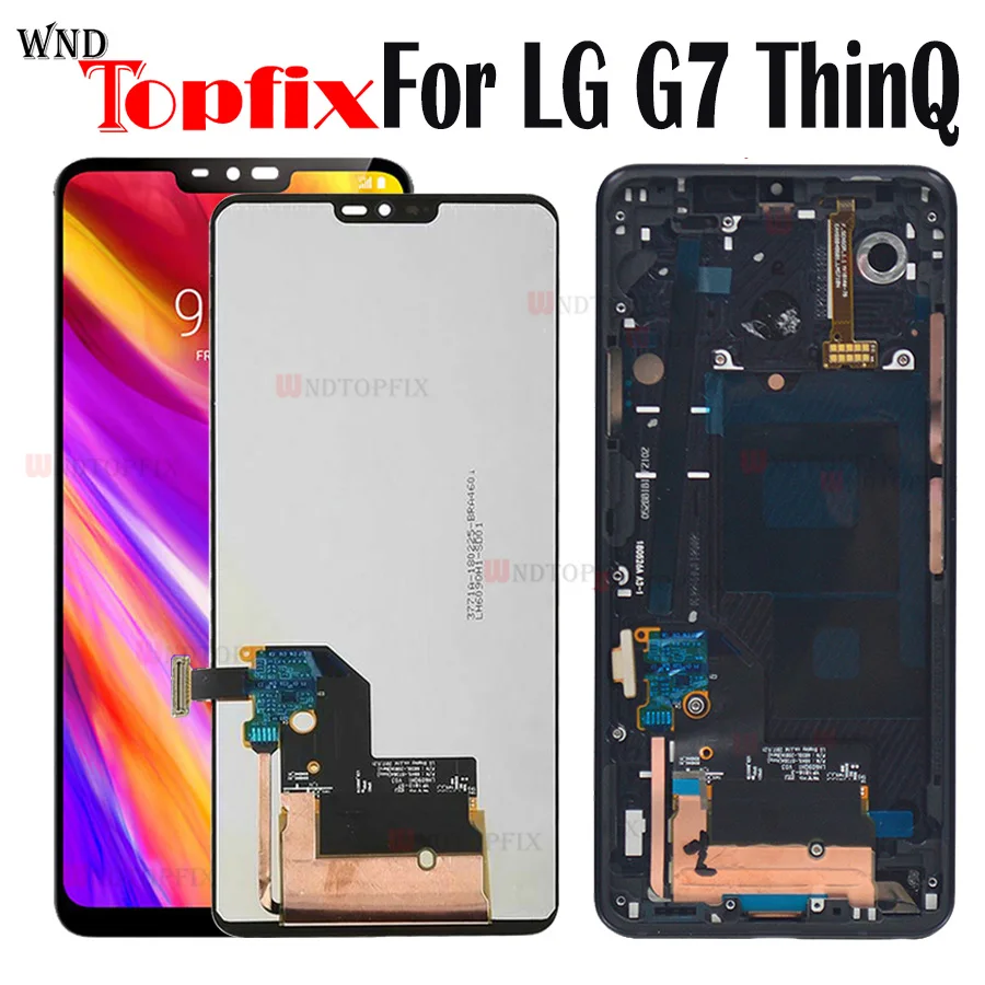 

Дигитайзер сенсорного экрана в сборе для LG G7 ThinQ LCD G710 G710EM G710PM G710VMP, запасные части для LG G7 lcd с рамкой