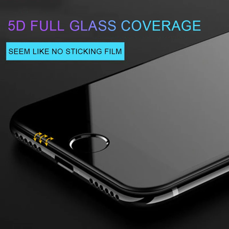 5D полноэкранная пленка с изогнутыми краями 100% стекло для iphone 6 6s 7 8 plus закаленное X
