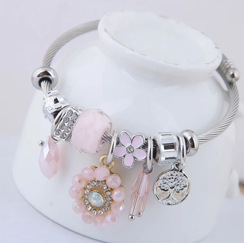 2019 корейская версия дикого кристалла цветок кулон из бисера браслет Мульти