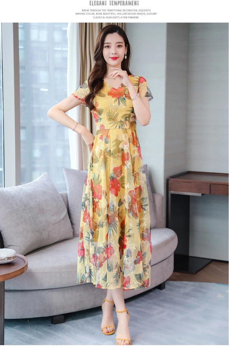 Элегантные цветочные шифоновые Boho летние миди-платья винтажные 3XL плюс размер пляжный Макси-сарафан с принтом женские облегающие вечерние платья