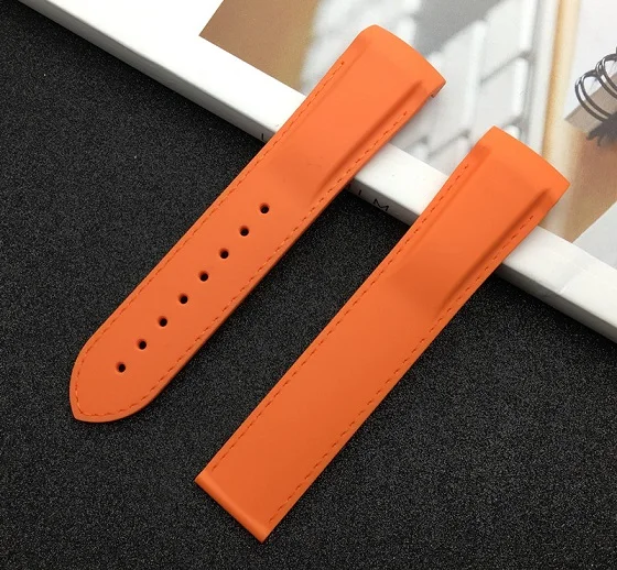 20mm orange Брендовые изогнутые концы 20 мм 22 мм резиновые силиконовые ремешки для часов Omega ремешок Seamaster океан 232 007 Пряжка фирменные ремешки для часов инструменты - Цвет ремешка: 20mm orange