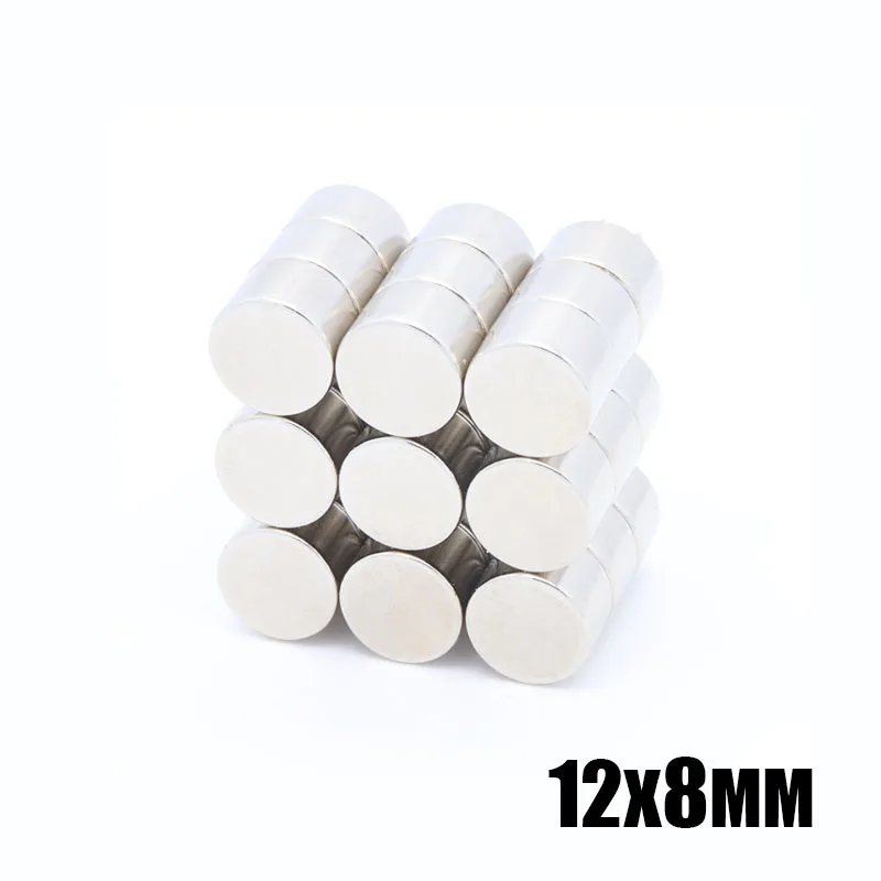 

10pcs 12x8 mm Neodymium magnet Rare Earth small Strong Round permanent 12*8mm fridge Electromagnet NdFeB nickle magnetic