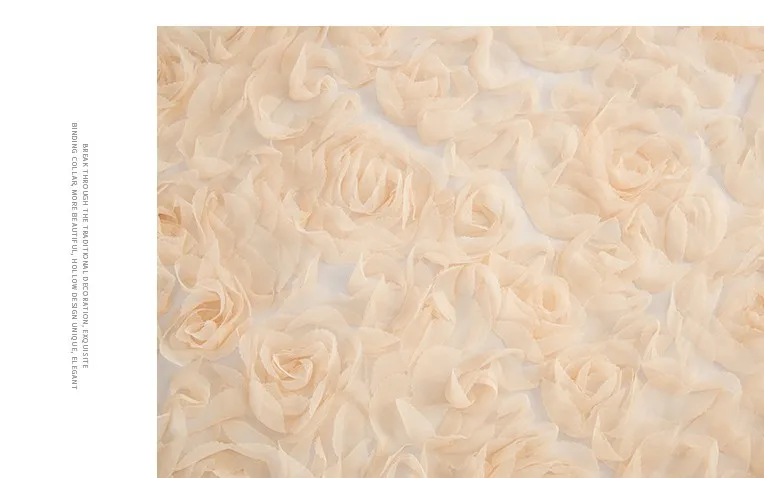beige Новое поступление 3D Шифоновый Цветок розы кружевной ткани для скатерти DIY занавес свадебное платье сетка вышитые украшения ткань D659 - Цвет: beige