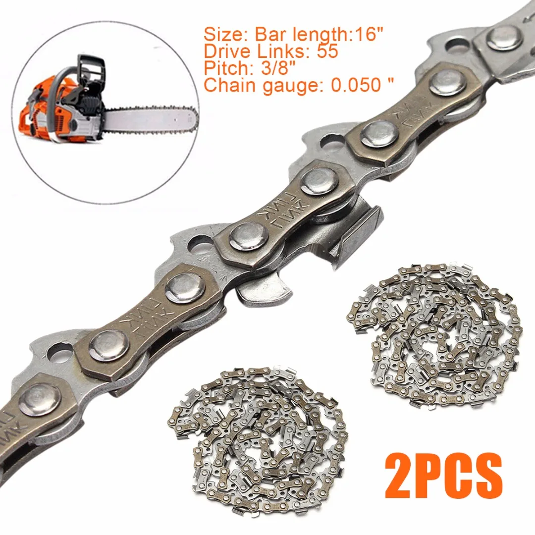 2pcs 16" Chainsaw 3/8" Pitch Chain Blade Wood Cutting Chainsaw Parts Chainsaw Saw Mill Chain