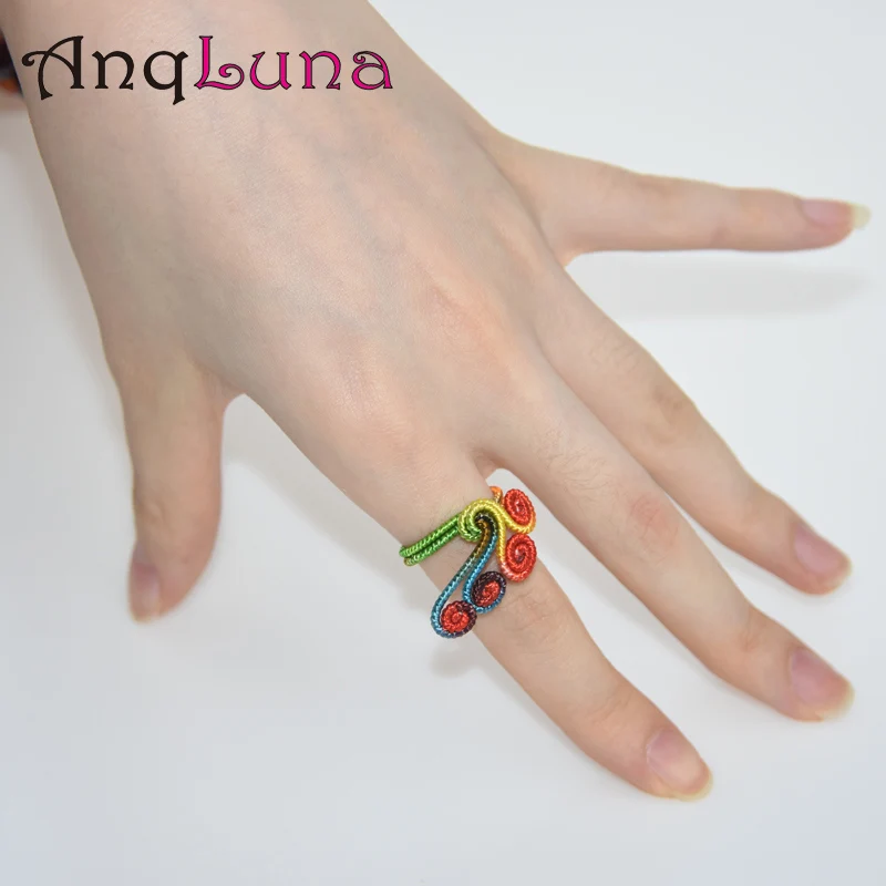 Этнические цветные кольца ручной работы богемные хлопковые плетеные для женщин