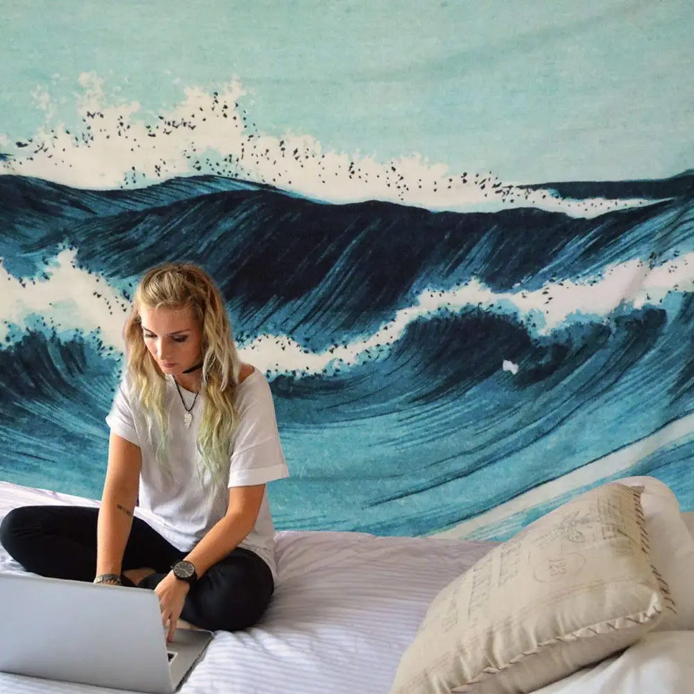 New Sea Wave Hanging Wall Tapestry Hippie Throw Bedspread Home Decor Art |