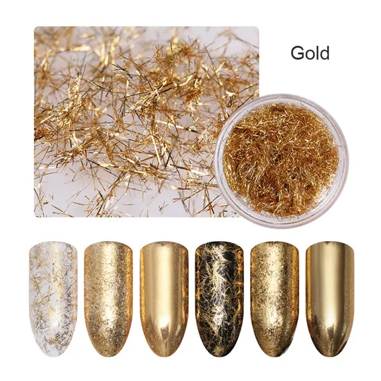 Gold 1 коробка золотые серебряные накладные ногти металлическая проволочная линия зеркальные Блестки для ногтей DIY Дизайн ногтей 3D украшения для УФ гель-лака аксессуары для ногтей - Цвет: Gold