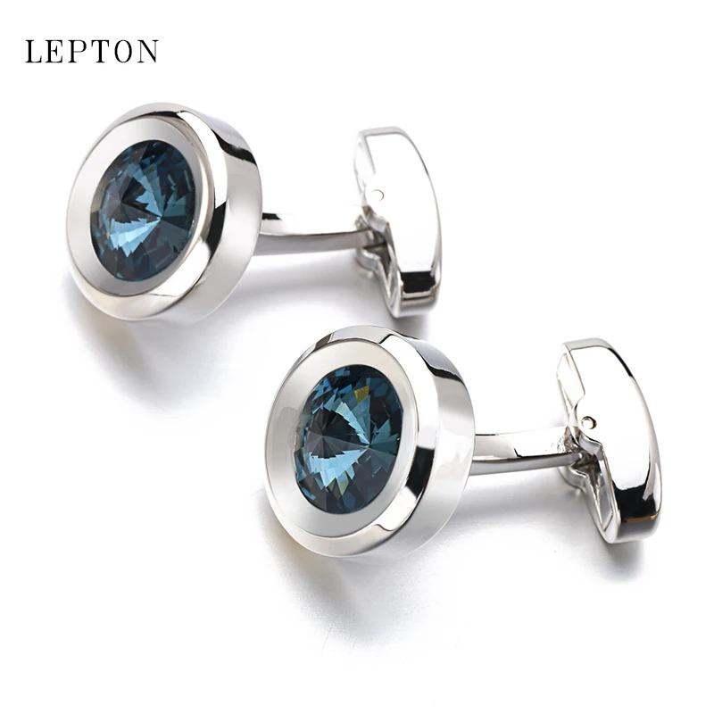 Модные роскошные темно синие запонки с кристаллами ААА для мужских рубашек