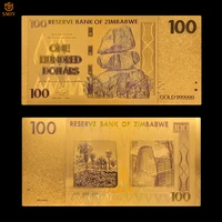 colors zimbabwe currency 100 dollars in 24k gold banknotes paper money souvenir gift collection