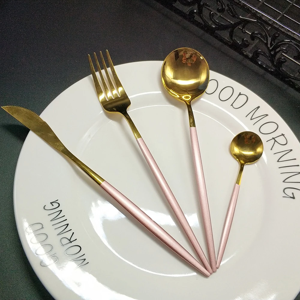 Горячая 16/24/32pcs столовые приборы из нержавеющей стали cubiertos tofok dorados де inoxidable faqueiro dourado вилки, ножи, ложки комплект