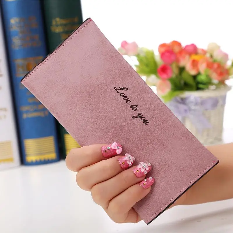 Pink Женский кожаный кошелек porte feuille femme, длинные женские кошельки cartera feminina billetera mujer, кошелек для карт, monedero fuccia purpl - Цвет: Pink