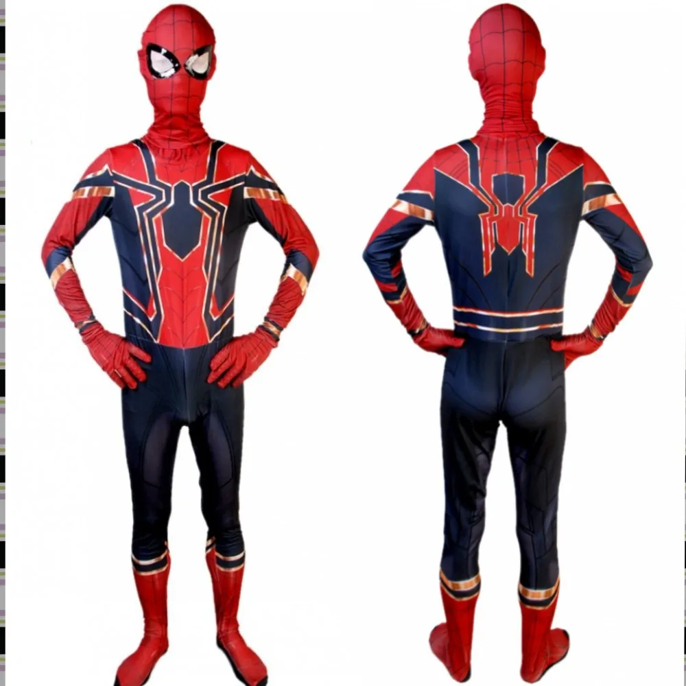 Костюмы Человека паука для взрослых Питера парка Kostuum Spider Rood blauw Zwart Man Pak Volwassenen