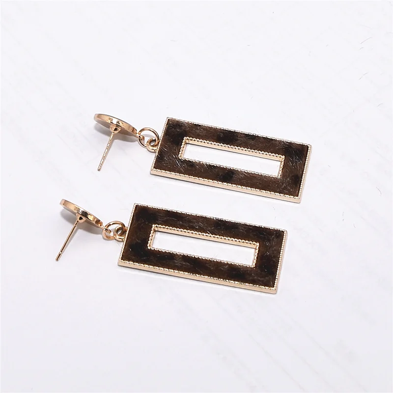 Популярные женские модные черные геометрические круглые серьги с леопардовым