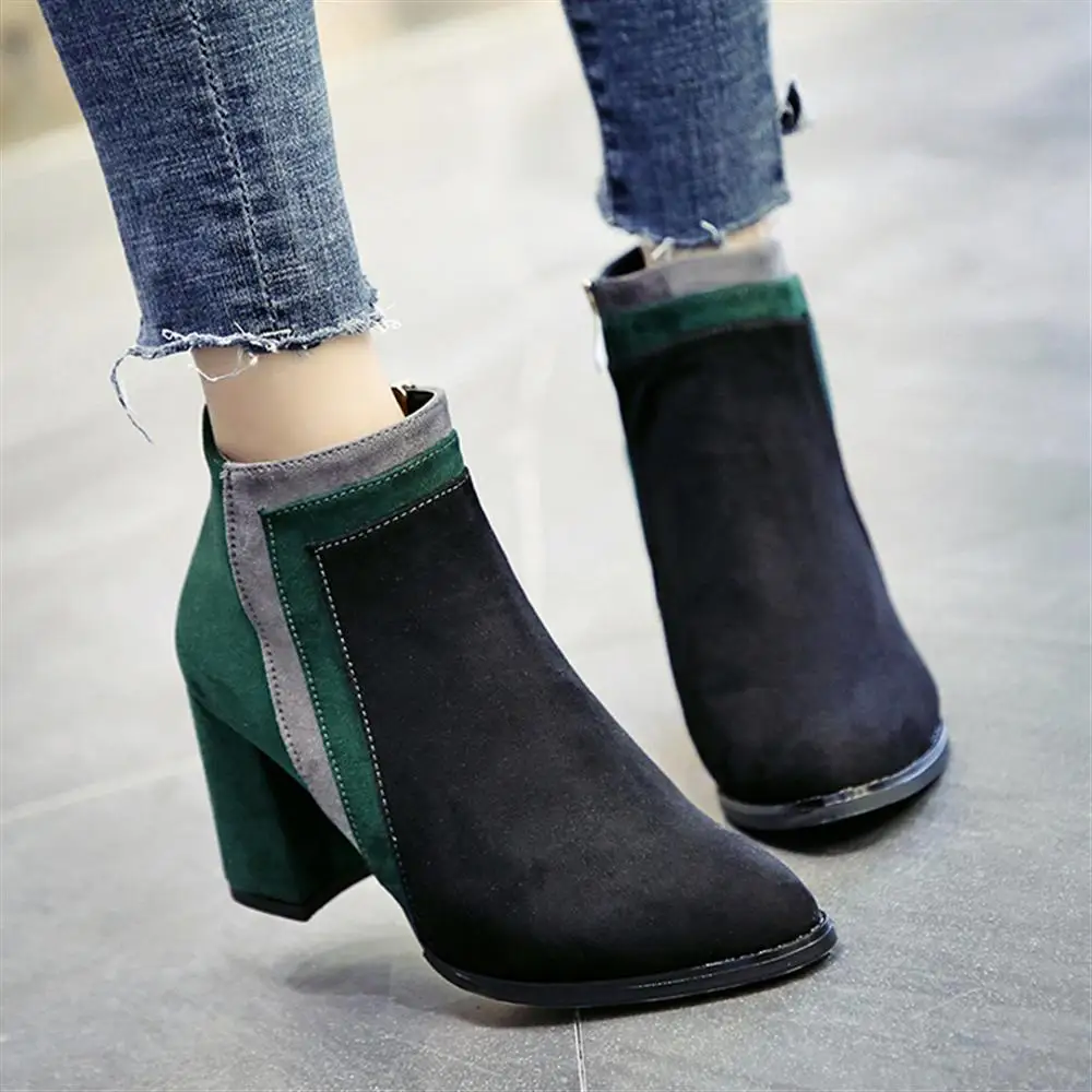 2018 Новинка зимы Модные ботильоны Для женщин смешанные Цвет сапоги из