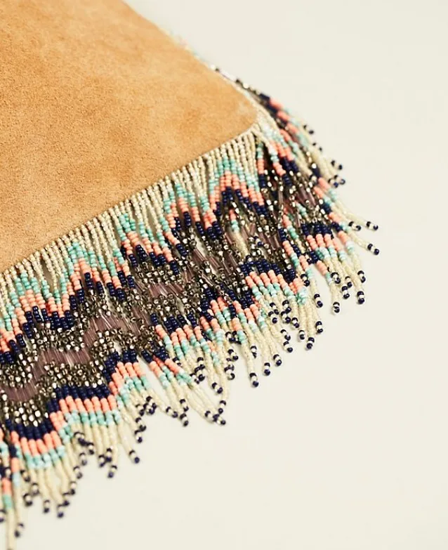 

free shipping genuine leather women's messenger bag hand made tassel bag real leather bead bag Suede fringe bag