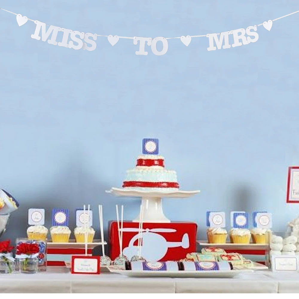 Свадебные баннеры &quotMISS TO MRS&quot Висячие в форме сердца для дома вечеринки