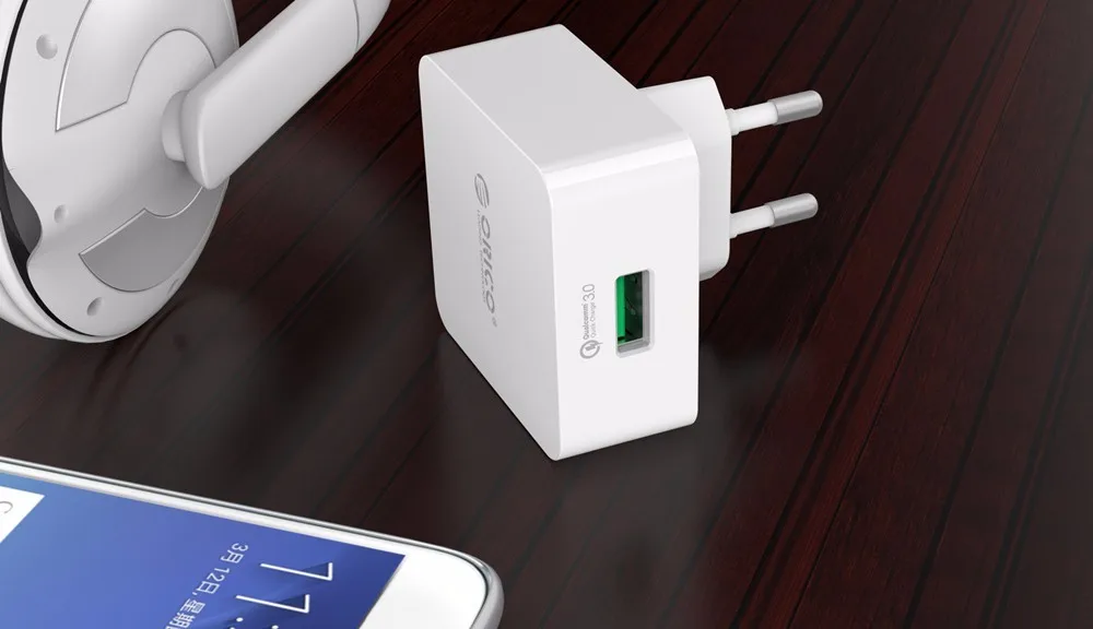 ORICO зарядное устройство для телефона Быстрая зарядка QTW-1U QC3.0 18 Вт Быстрое USB зарядное устройство для iPhone samsung Xiaomi huawei с 1 м бесплатным Micro USB кабелем
