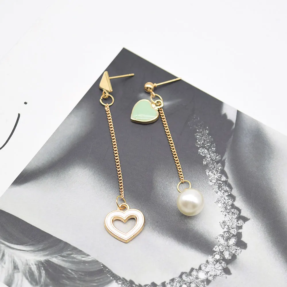 2017 New Korea fashion style Extra Long Dangle Earrings Chain Drop Red Heart for Women Party | Украшения и аксессуары