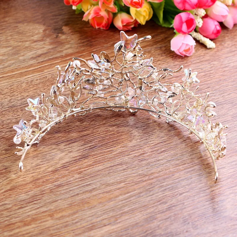 Женская свадебная корона с блестящими кристаллами в европейском стиле милая